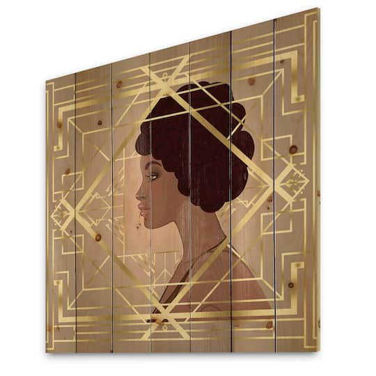 Designart - Retro Women In Golden Art Deco Geometrics II